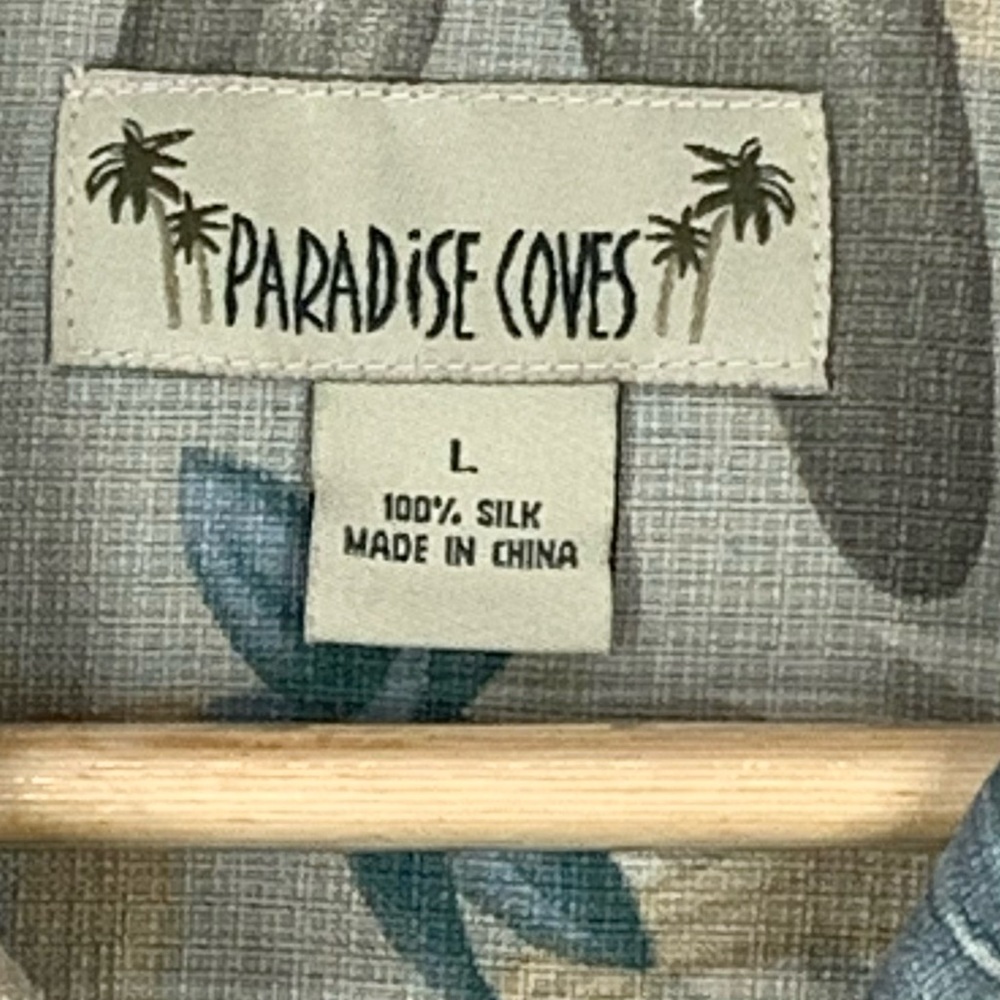Paradise Coves~Vtg 90s~100% Silk~Men's Short Sleeve Hawaiian Shirt~Sz‎ Lg - Picture 3 of 8